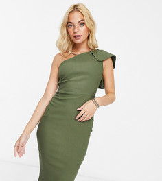 Платье-футляр цвета хаки с открытым плечом Vesper Petite-Зеленый