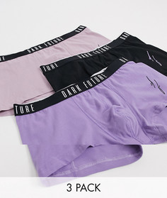 Набор из 3 коротких боксеров-брифов с логотипом на поясе ASOS Dark Future-Мульти