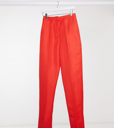 Красные узкие брюки в стиле «папин костюм» из жатой ткани на высокий рост ASOS DESIGN Tall-Красный