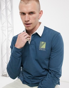 Спортивная рубашка-поло с длинными рукавами в стиле ретро Vans-Синий