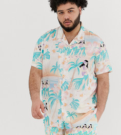 Розовая рубашка свободного кроя с цветочным принтом ASOS DESIGN Plus-Розовый