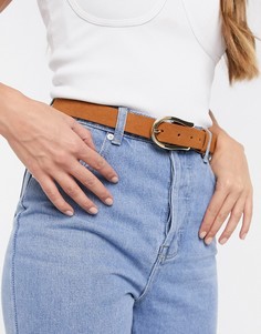Замшевый ремень коричневого оттенка для джинсов Pieces-Коричневый