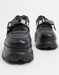 Черные кроссовки на массивной подошве с застежкой Buffalo-Черный