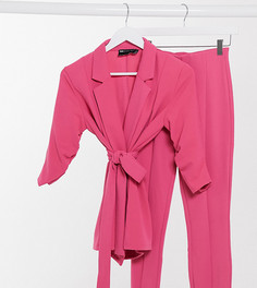 Трикотажный пиджак пурпурного цвета с запахом ASOS DESIGN Petite-Розовый