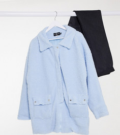 Куртка дальнобойщика из фактурного флиса с деталями на карманах Daisy Street Plus-Синий