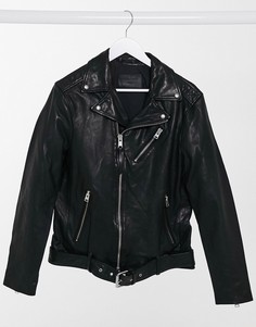 Черная кожаная куртка AllSaints Rigg-Черный