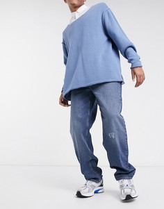 Темно-синие выбеленные в стиле 90-х мешковатые джинсы с потертостями ASOS DESIGN-Синий