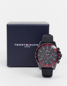 Черные часы с силиконовым ремешком Tommy Hilfiger 1791793-Черный