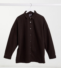 Коричневая джинсовая куртка-рубашка в стиле oversized в коричневую клетку COLLUSION-Коричневый