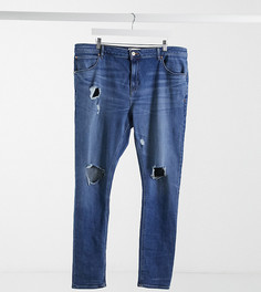 Выбеленные джинсы суперскинни с рваными коленями из коллекции экологичной моды ASOS DESIGN Plus-Синий