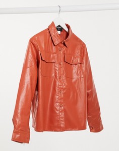 Рубашка от комплекта из искусственной кожи выгоревшего оранжевого цвета Heartbreak-Оранжевый