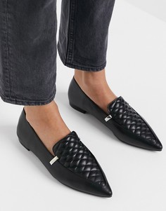 Черные стеганые лоферы на плоской подошве ASOS DESIGN Licorice-Черный