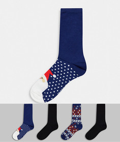 Набор из четырех пар рождественских носков Only & Sons-Темно-синий