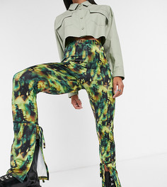 Облегающие брюки-клеш со сплошным принтом и завязками на щиколотке COLLUSION-Мульти