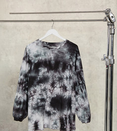 Oversized-футболка с длинными рукавами и принтом тай-дай ASOS DESIGN Curve-Мульти