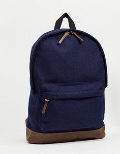 Темно-синий рюкзак из мельтона с контрастной отделкой из искусственной кожи ASOS DESIGN