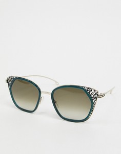 Круглые солнцезащитные очки в зеленой оправе с принтом Etro-Зеленый