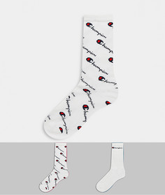 Две пары белых носков с логотипом Champion-Белый
