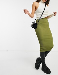 Фактурная юбка-карандаш цвета хаки ASOS DESIGN-Зеленый