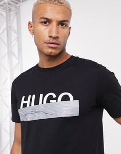 Черная футболка с большим логотипом HUGO Dicagolino-Черный