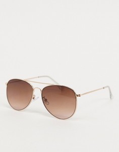Золотистые солнцезащитные очки‑авиаторы Topshop-Золотистый