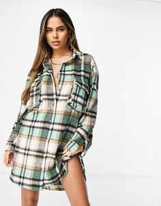 Клетчатое платье-рубашка Missguided в стиле oversized-Мульти