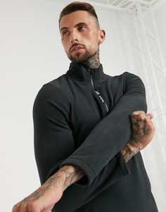 Черный флисовый топ с молнией 1/4 Reebok Training