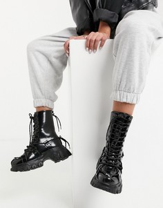 Черные ботинки на спортивной подошве с декоративными шнурками ASOS DESIGN Alicia-Черный