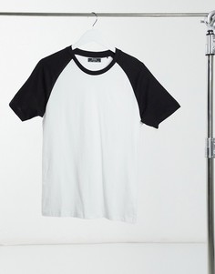 Черно-белая футболка с рукавами реглан Bershka-Белый
