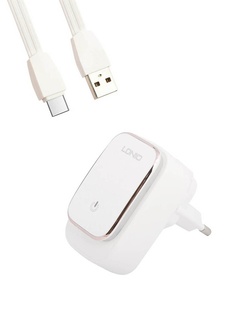 Зарядное устройство Ldnio A2205 2xUSB + Type-C 12W White-Gold LD_B4373