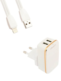 Зарядное устройство Ldnio A2204 2xUSB + Lightning 12W White-Gold LD_B4388
