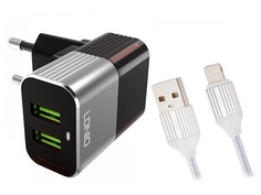 Зарядное устройство Ldnio A2206 2xUSB + Lightning 12W Black-Red LD_B4381