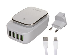 Зарядное устройство Ldnio A4405 4xUSB + Lightning 22W White-Gold LD_B4378