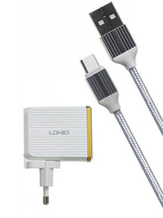 Зарядное устройство Ldnio A2502Q 2xUSB + Type-C QC 3.0 30W White LD_B4361