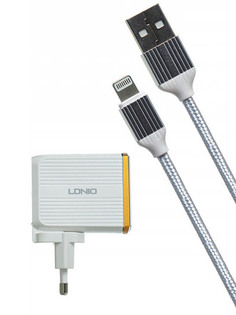 Зарядное устройство Ldnio A2502Q 2xUSB + Lightning QC 3.0 30W White LD_B4360