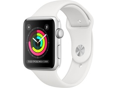 Умные часы APPLE Watch Series 3 38mm Silver Aluminium Case with White Sport Band MTEY2RU/A Выгодный набор + серт. 200Р!!!