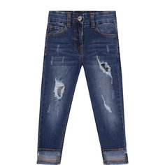 Зауженные джинсы с декоративными потертостями Monnalisa