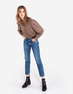 Клетчатая рубашка oversize с объёмными рукавами Gloria Jeans