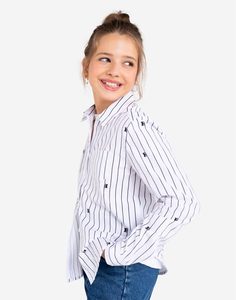 Белая рубашка в полоску для девочки Gloria Jeans