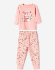 Розовая пижама с рисунками для девочки Gloria Jeans