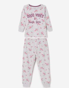 Серая пижама с принтом для девочки Gloria Jeans