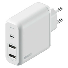 Сетевое зарядное устройство Interstep 60W, 2 USB + USB type-C, USB type-C, 3A, белый