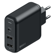 Сетевое зарядное устройство Interstep 60W, 2 USB + USB type-C, 3A, черный [74919]