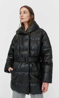 Stradivarius Пуховик Из Искусственной Кожи Женская Коллекция Черный Xl