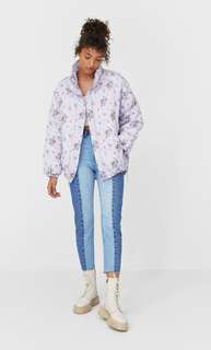 Stradivarius Стеганая Куртка С Цветочным Принтом Женская Коллекция Multicolor L