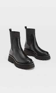Stradivarius Ботильоны На Рифленой Подошве Женская Коллекция Черный 37
