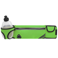 Сумка спортивная на пояс 45х9 см с бутылкой 15х8х3 см, 2 кармана, цвет зеленый Onlitop