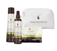 Macadamia Natural Oil, Набор для тонких волос M7071 (в белой косметичке) Weightless Moisture Beauty Bag, 300/30/236 мл