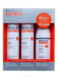 Bosley Pro, Система Оранжевая для истонченных окрашенных волос (шампунь, кондиционер, уход) Bos Revive, 150 мл*2+100 мл