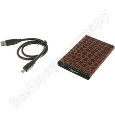 Внешний корпус gembird 2.5" usb 3.0 sata металл/кожзам коричневый ee2-u3s-70l-br
